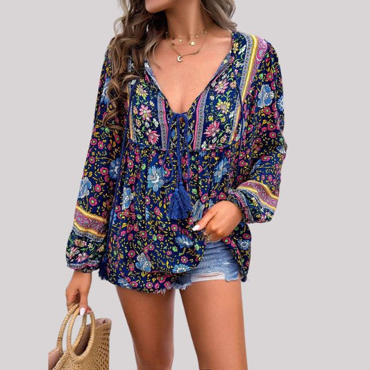 Bohemian blouse with paisley pattern