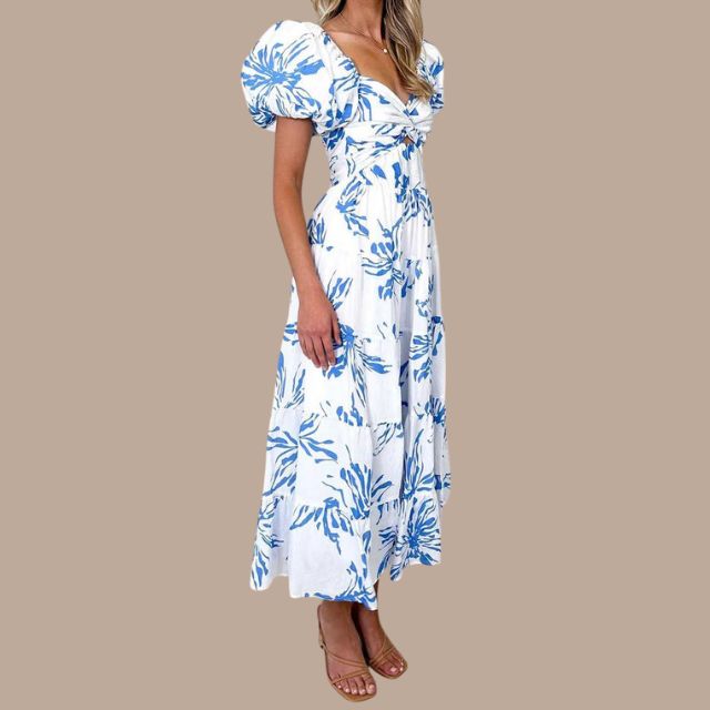 Boho maxi dress with off the shoulder straps