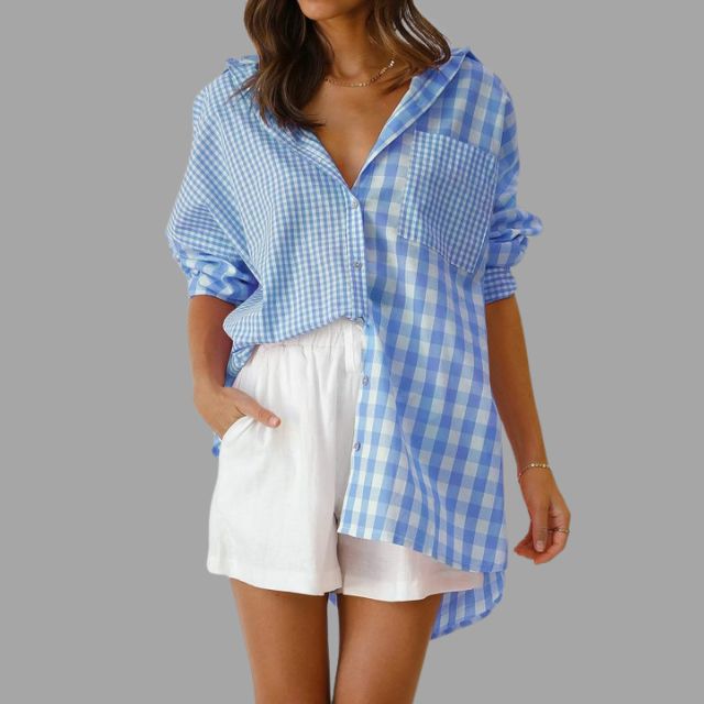 Casual checked shirt with batwing sleeves