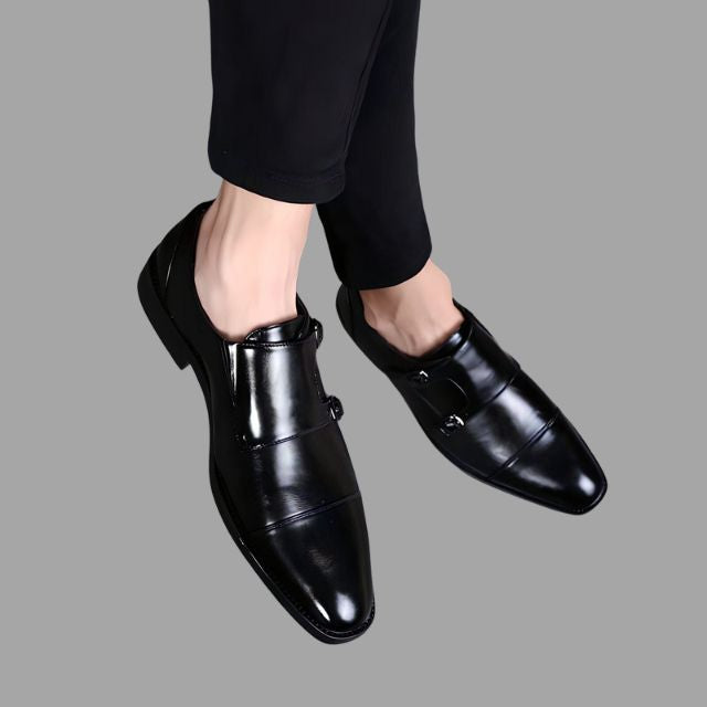 Elegant leather shoes with monk straps