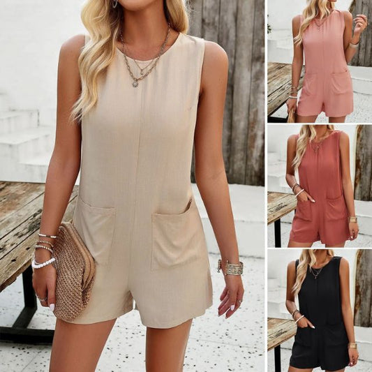 Sleeveless jumpsuit with pockets