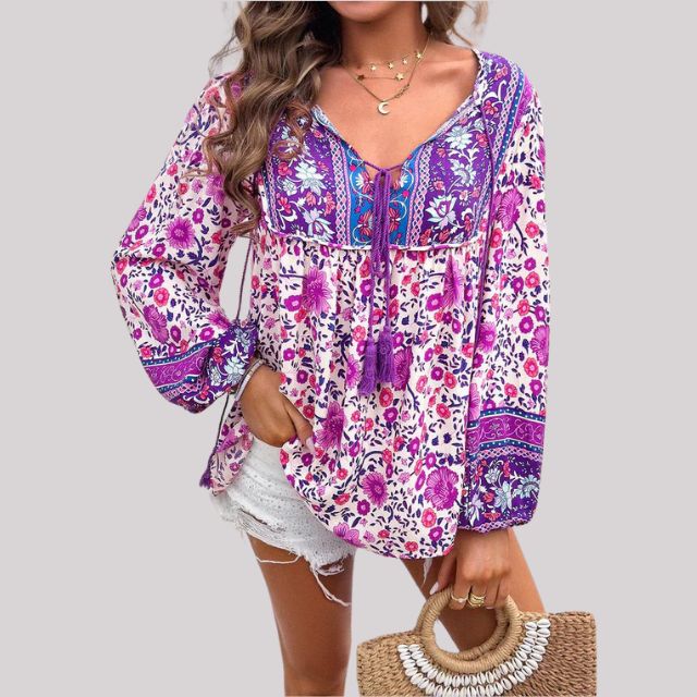 Bohemian blouse with paisley pattern