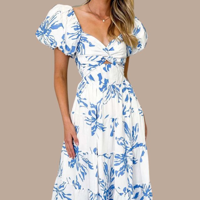 Boho maxi dress with off the shoulder straps