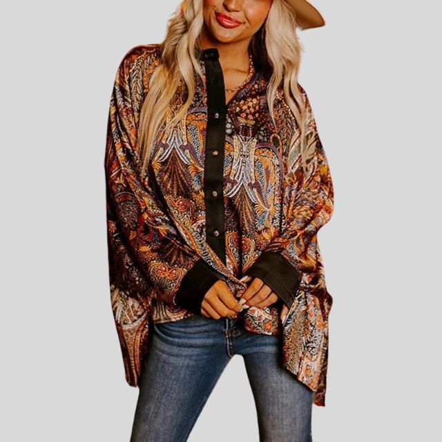 Button-up shirt with statement sleeves