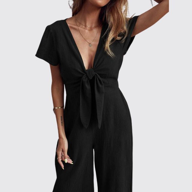 Casual jumpsuit with tie front