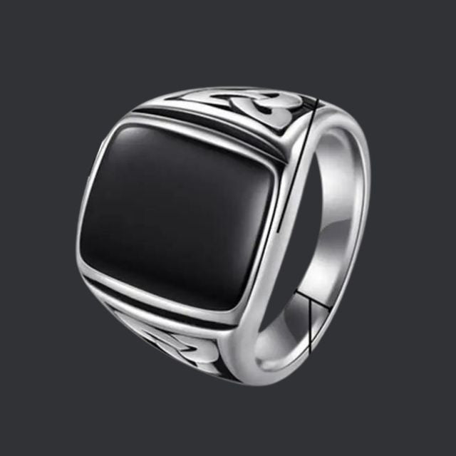 Signet ring made of titanium steel with Odin symbol