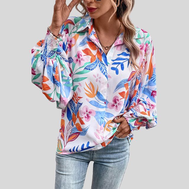 Flowing blouse with floral print