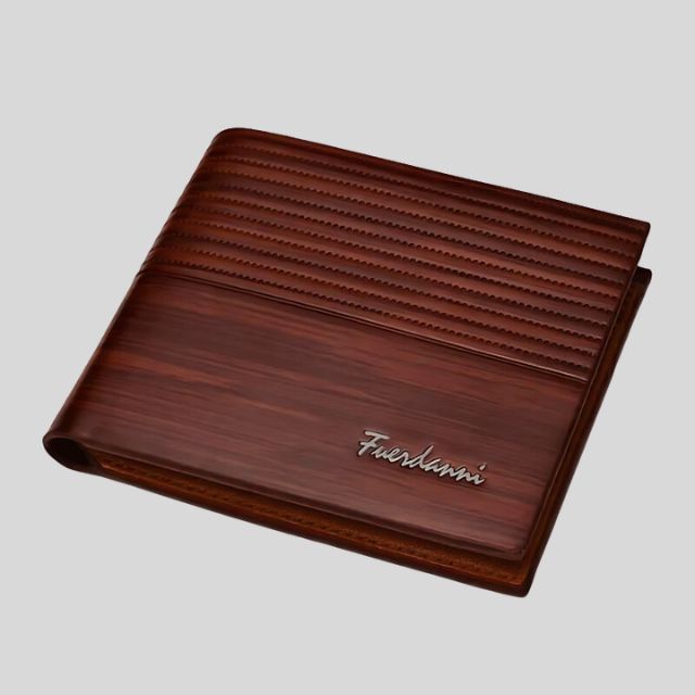 Elegant wooden wallet with groove detail