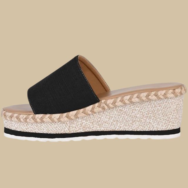 Casual wedge heel sandals with espadrille sole