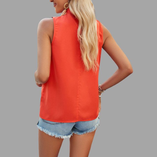 Pleated blouse ladies sleeveless