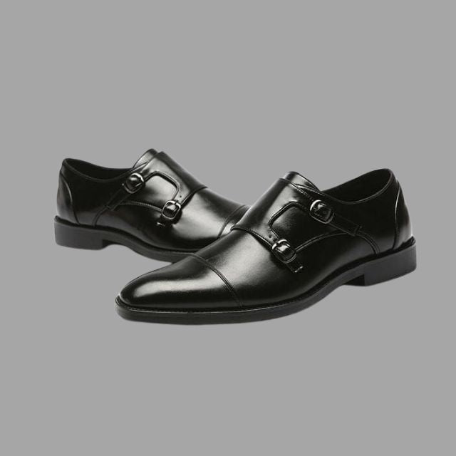 Elegant leather shoes with monk straps