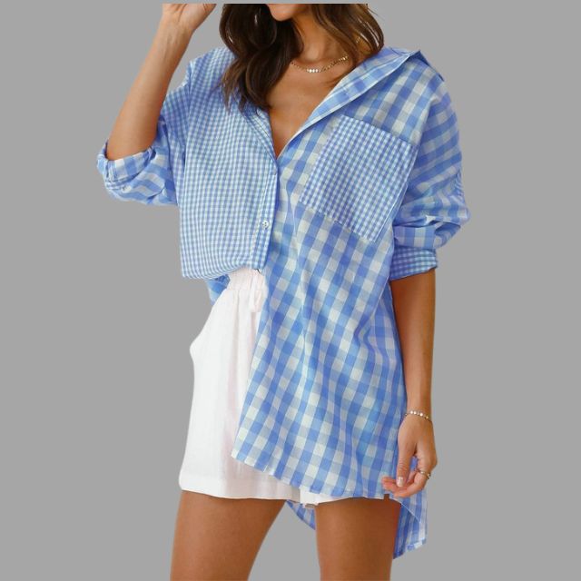 Casual checked shirt with batwing sleeves