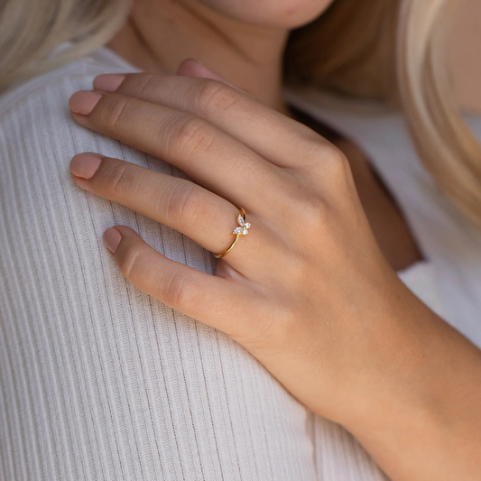 Women's - Butterfly Ring - Zirconia Accents - Elegant Fashion Jewelry - Perfect Gift for Her