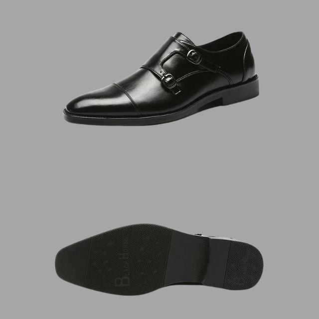 Elegant leather shoes with monk straps