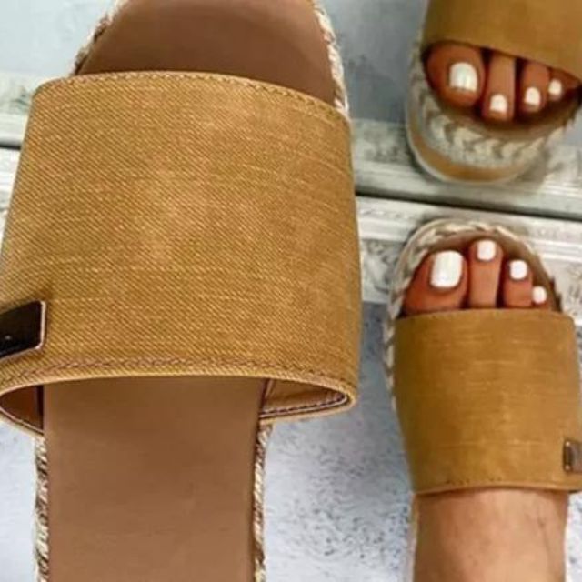 Casual wedge heel sandals with espadrille sole