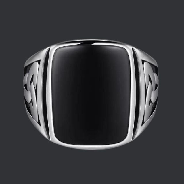 Signet ring made of titanium steel with Odin symbol