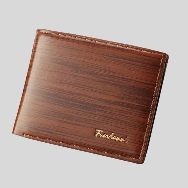 Elegant wooden wallet with groove detail