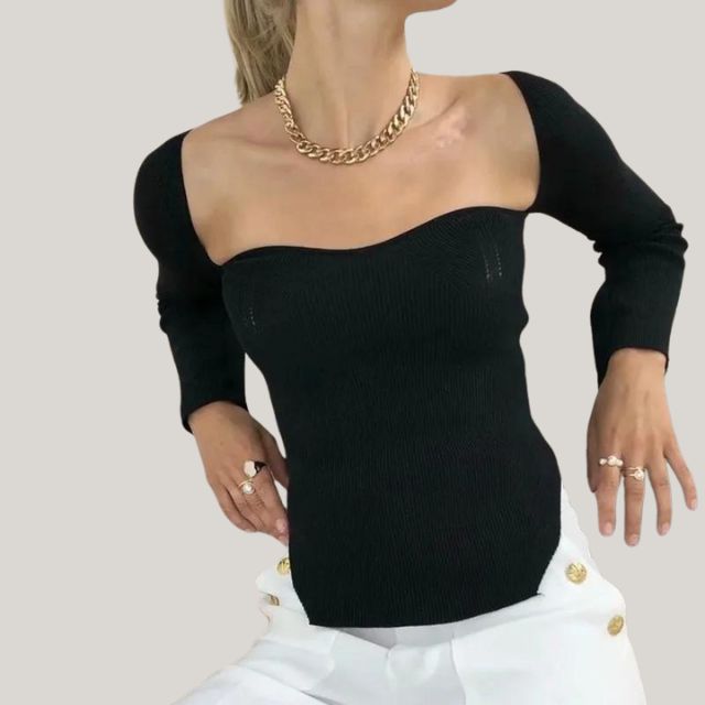 Knitted Sweater With Square Neckline