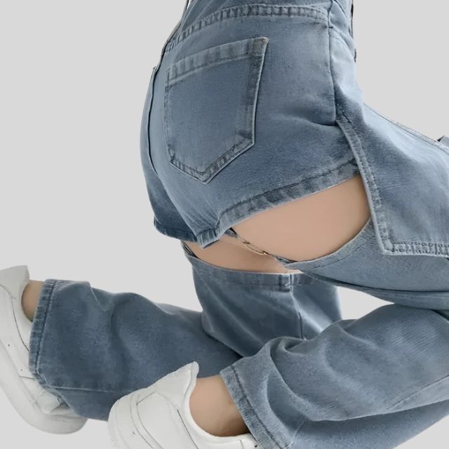 Deconstructed jeans with detachable legs