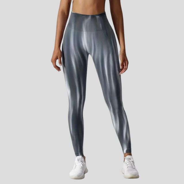 High-waisted performance leggings with seamless wave pattern