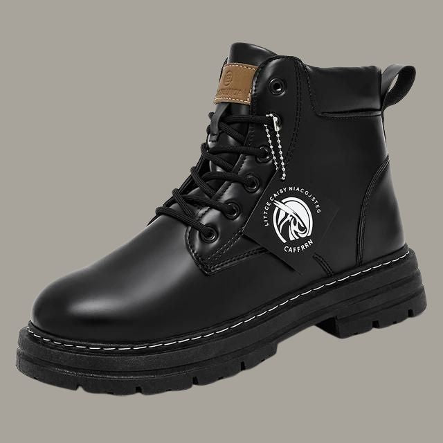 Robust Leather Boots With Non-Slip Platform Sole