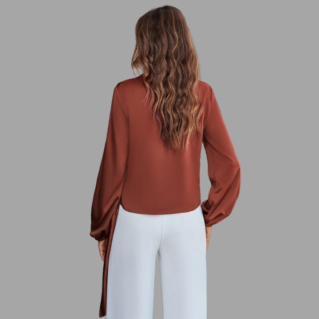 Wrap blouse with V-neckline