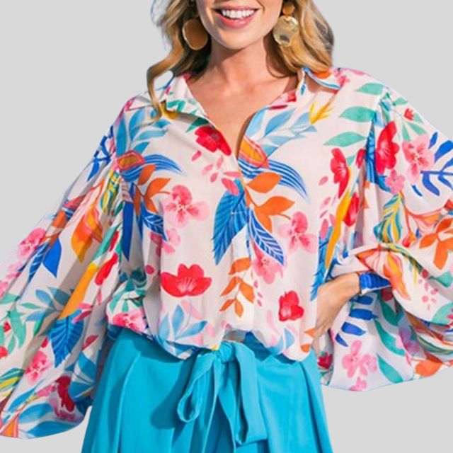 Flowing blouse with floral print