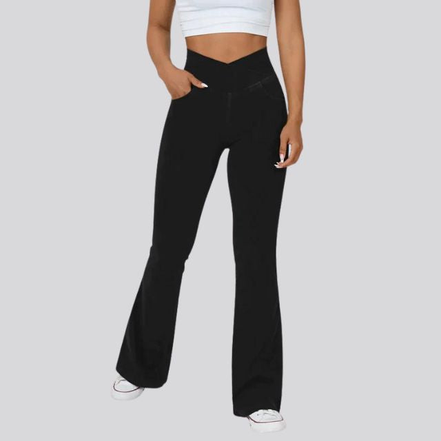 Flared fitness leggings with high waist