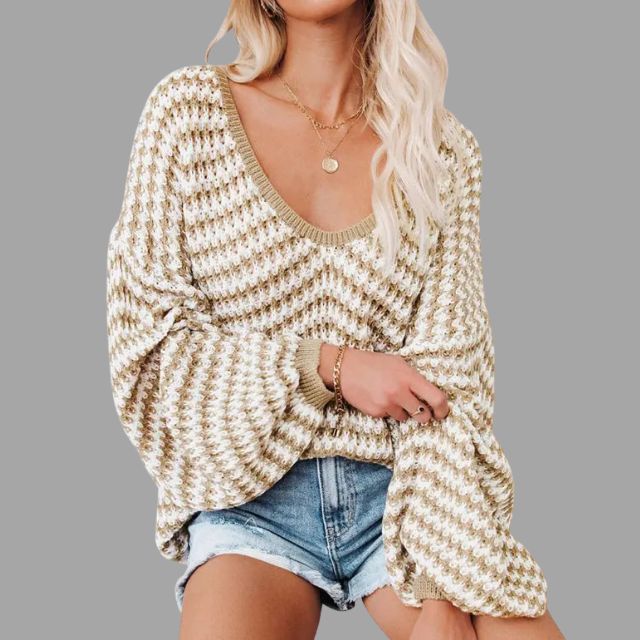 Knitted jumper with off-the-shoulder design