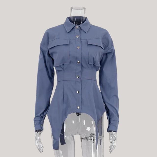 Structured shirt with button placket