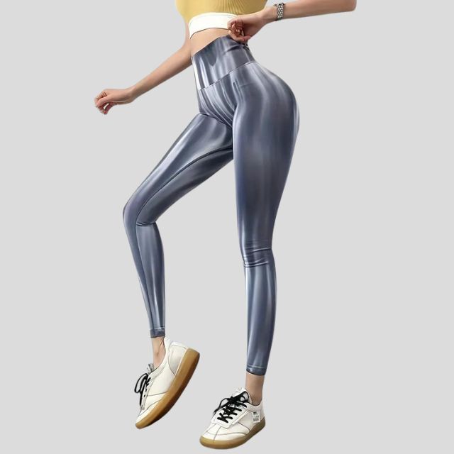 High-waisted performance leggings with seamless wave pattern