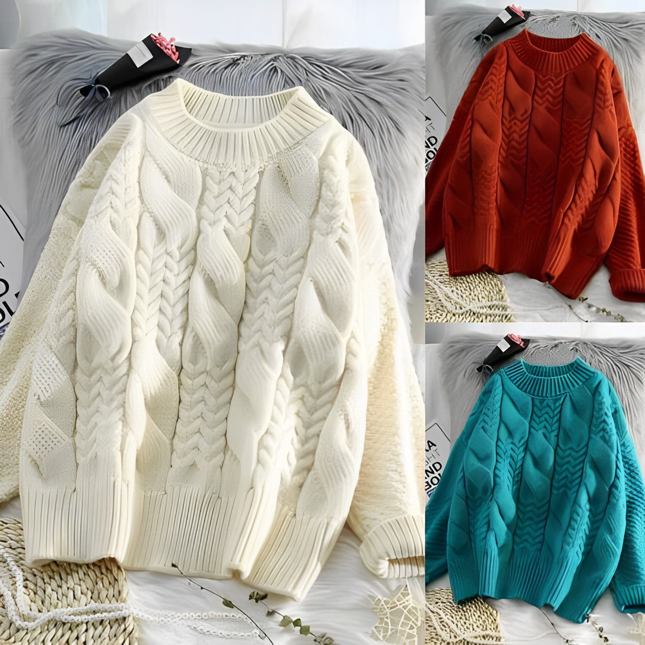 Women - Loose Knit Wool Jumper - Cozy & Stylish Knitwear - Perfect for Layering