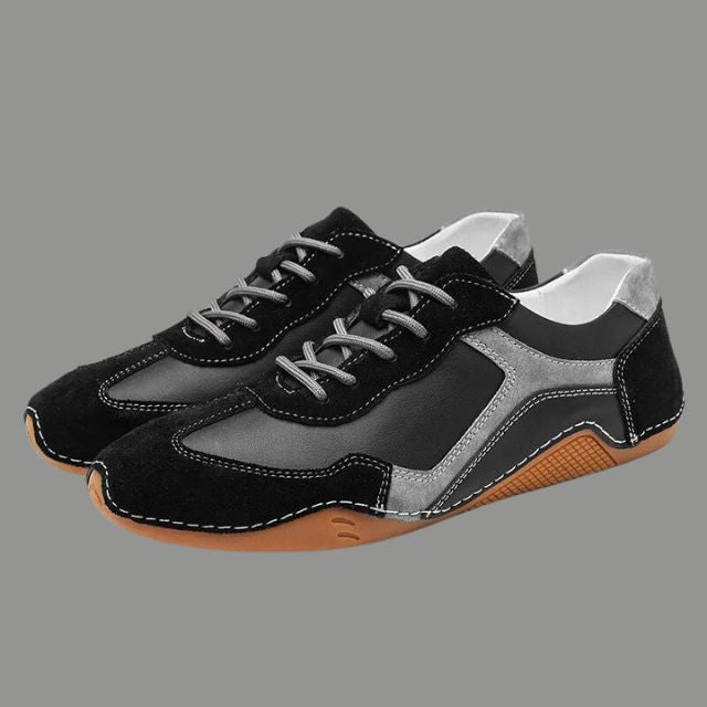 Breathable Genuine Leather Sneakers With Golf Sole Design