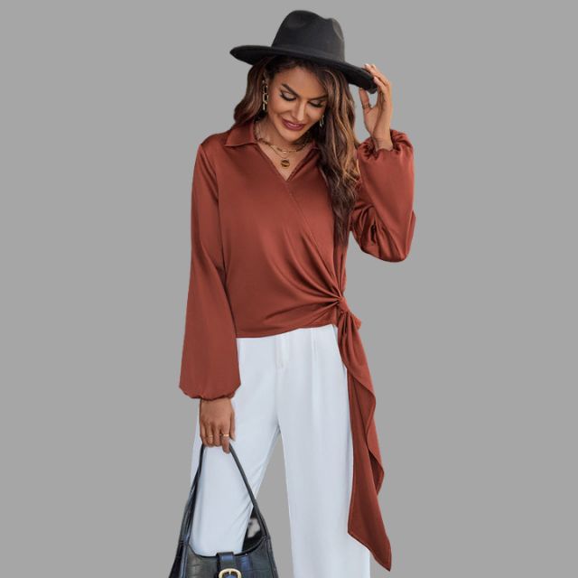 Bow Blouse with Loose Sleeves