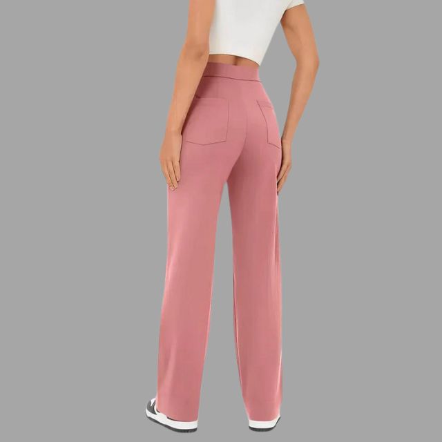 High-waisted flared trousers with patch pockets