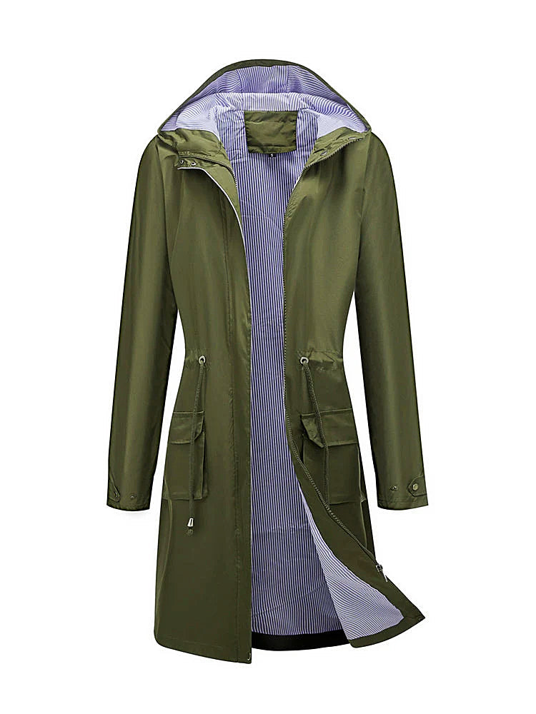 Women - Waterproof Hooded Coat - Stylish & Functional Design - Rainy Day Essential