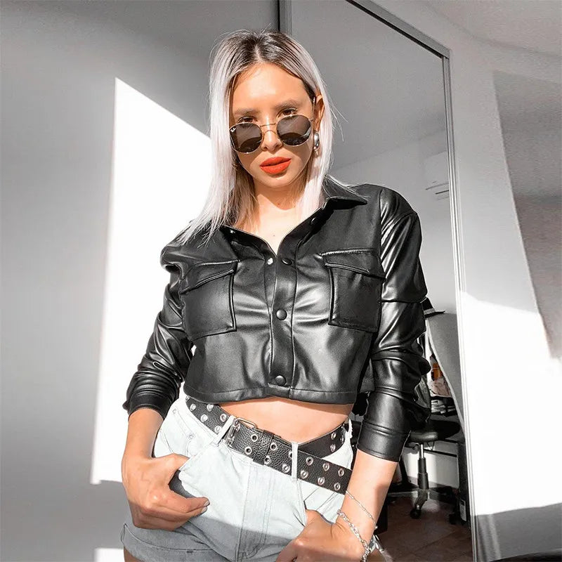 Leather Jacket With Crop Top