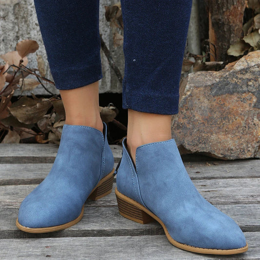 Women's - Stylish Ankle Boots for Women - Suede Material - Trendy Footwear for Every Occasion