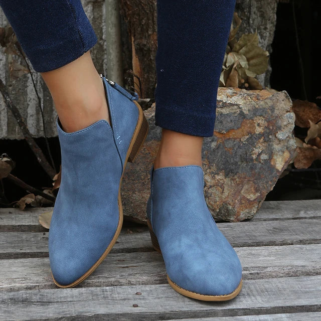 Women's - Stylish Ankle Boots for Women - Suede Material - Trendy Footwear for Every Occasion