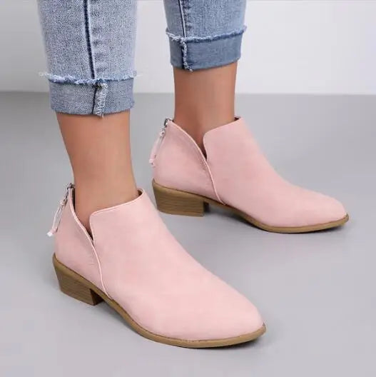 Women's - Stylish Ankle Boots for Women - Suede Material - Trendy Footwear for Every Occasion