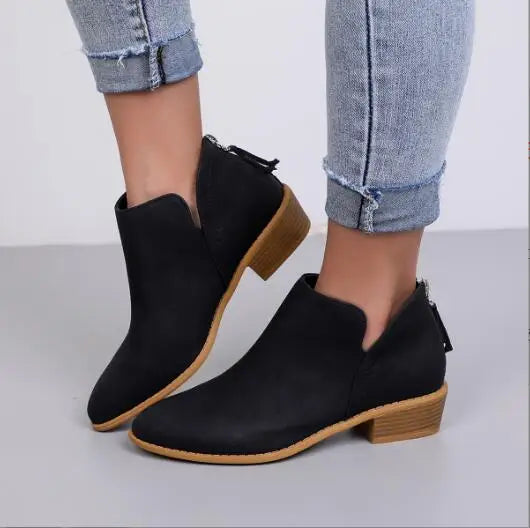 Women's - Stylish Ankle Boots for Women - Suede Material - Trendy Footwear for Every Occasion