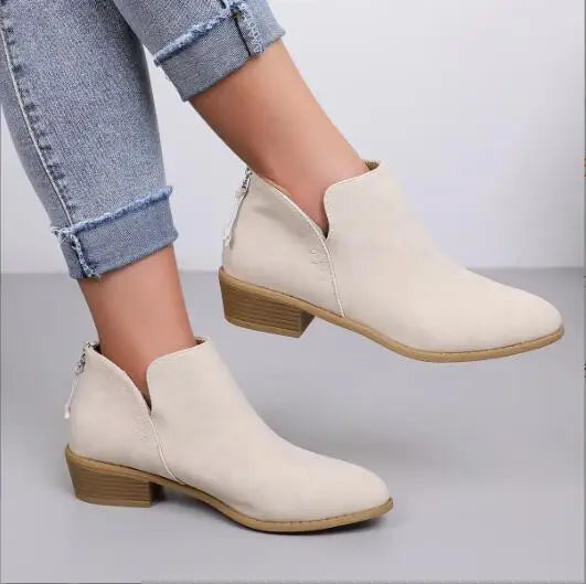 Women's - Stylish Ankle Boots for Women - Suede Material - Trendy Footwear for Every Occasion