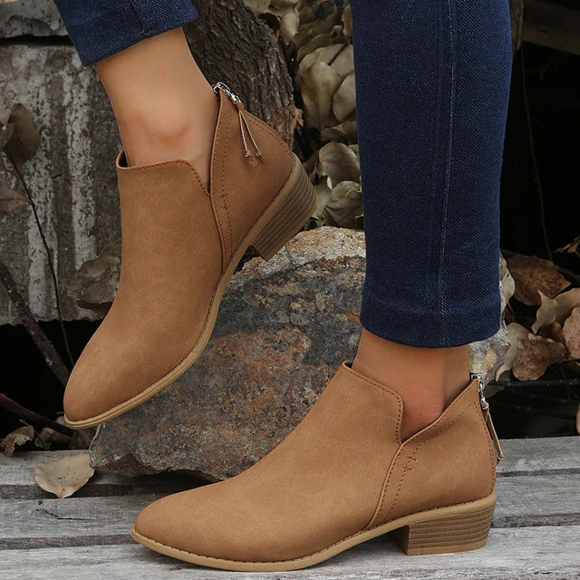 Women's - Stylish Ankle Boots for Women - Suede Material - Trendy Footwear for Every Occasion