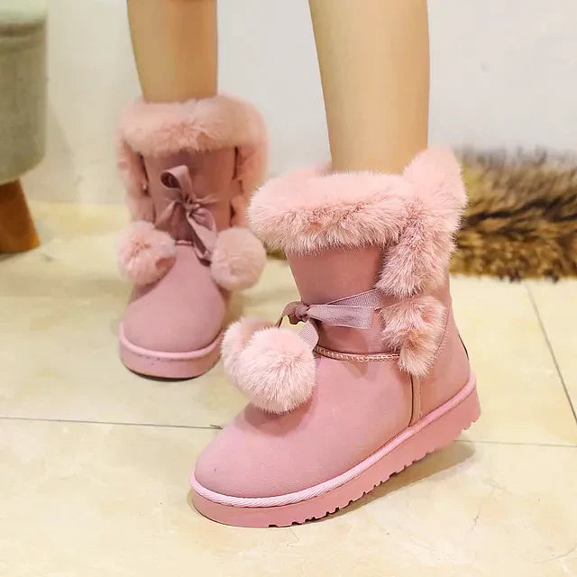 Women - Winter Boots - Elegant Pompon Design - Warm & Stylish Cold Weather Footwear