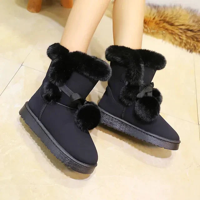 Women - Winter Boots - Elegant Pompon Design - Warm & Stylish Cold Weather Footwear