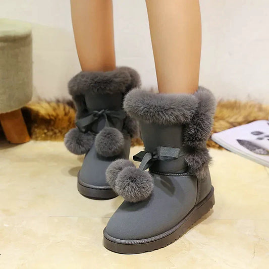 Women - Winter Boots - Elegant Pompon Design - Warm & Stylish Cold Weather Footwear