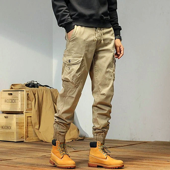 Men - Cargo Trousers - Durable Cotton Blend - Stylish Outdoor Pants for Adventure & Comfort