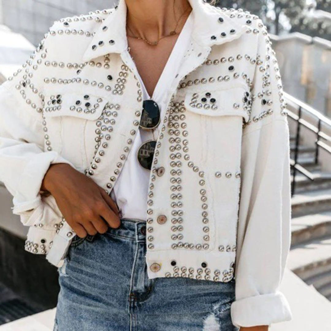 Glamourista denim jacket with studs