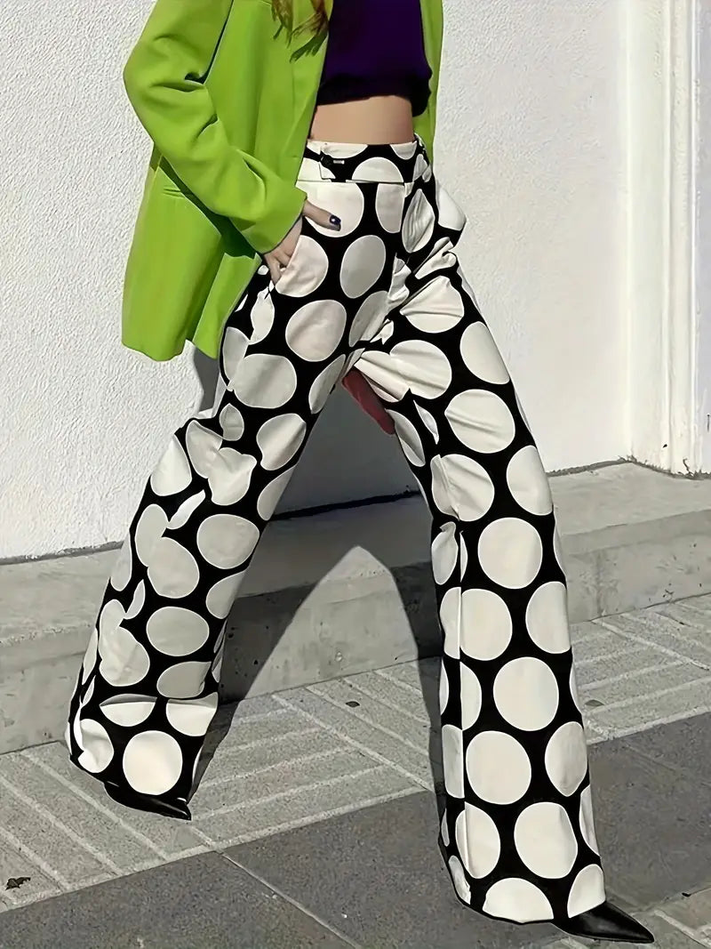 Straight Trousers With Polka Dot Pattern