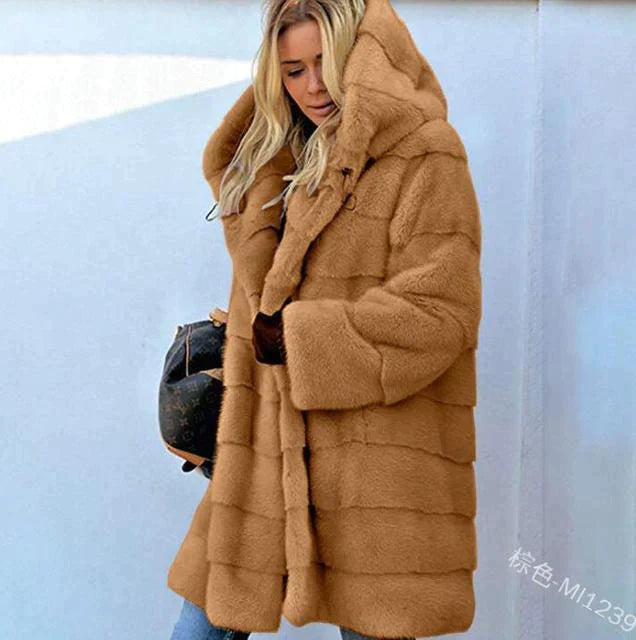 Fluffy woollen winter coat for women